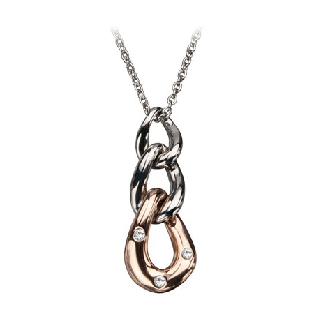 Rose Goldplated Steel Twist Pendant with Chain - Click Image to Close